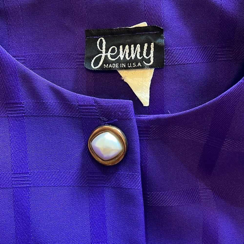 Vintage Jenny Purple Skirt Suit Pearl Buttons Size 14 - Picture 6 of 6